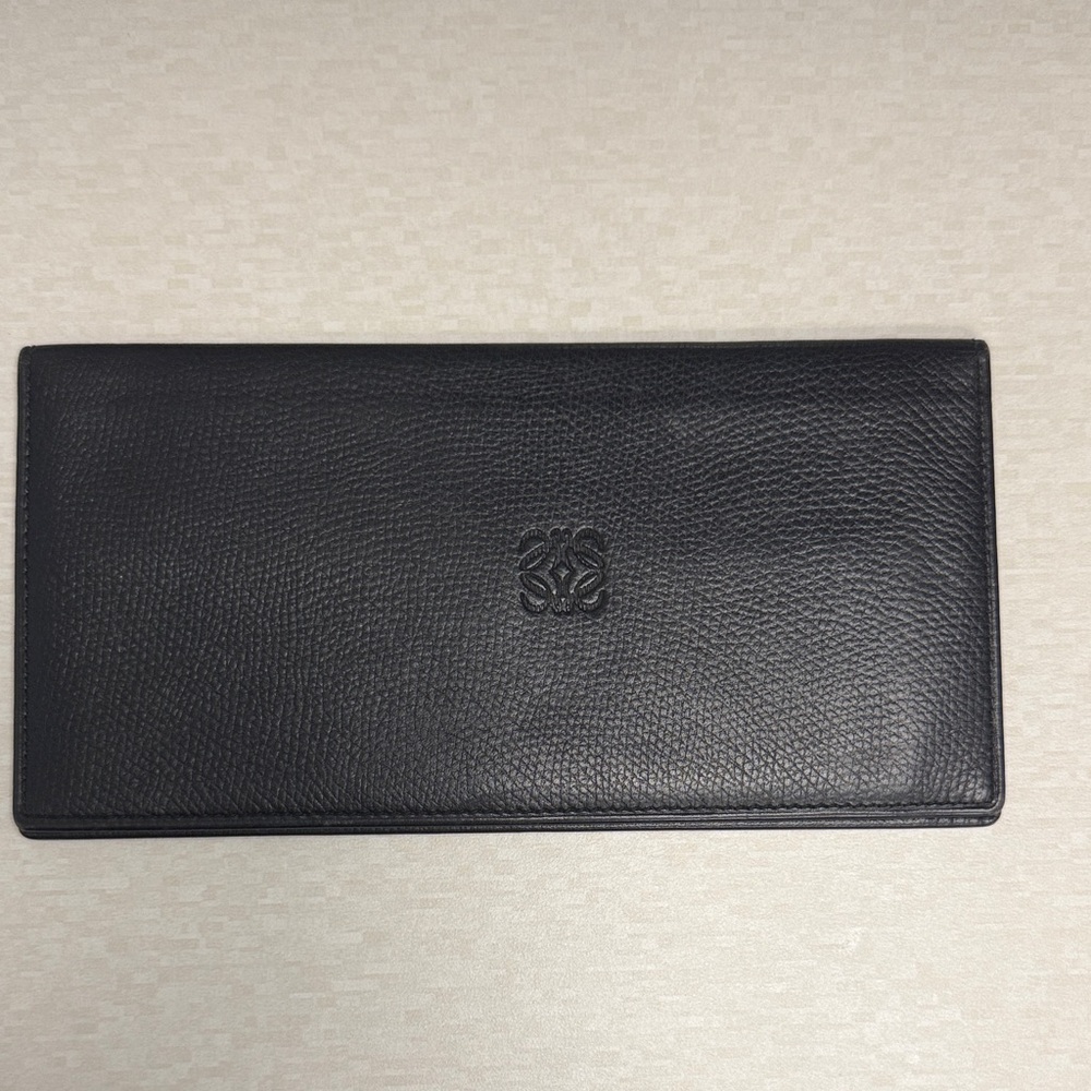 Vintage Loewe Long Black Leather Wallet
